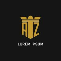 az inicial logotipo com escudo e coroa estilo vetor