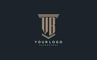 vb inicial logotipo com pilar estilo, luxo lei empresa logotipo Projeto Ideias vetor