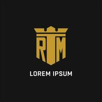 rm inicial logotipo com escudo e coroa estilo vetor