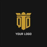 qo inicial logotipo com escudo e coroa estilo vetor