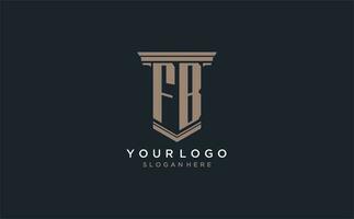 fb inicial logotipo com pilar estilo, luxo lei empresa logotipo Projeto Ideias vetor