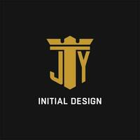 jy inicial logotipo com escudo e coroa estilo vetor