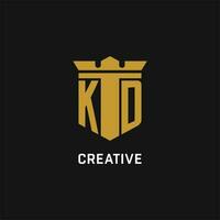 kd inicial logotipo com escudo e coroa estilo vetor