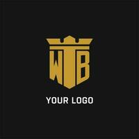 wb inicial logotipo com escudo e coroa estilo vetor