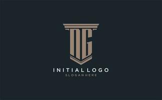 ng inicial logotipo com pilar estilo, luxo lei empresa logotipo Projeto Ideias vetor