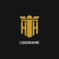 hh inicial logotipo com escudo e coroa estilo vetor