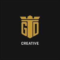 gd inicial logotipo com escudo e coroa estilo vetor