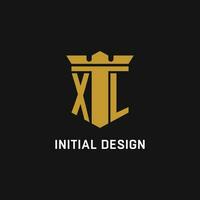 xl inicial logotipo com escudo e coroa estilo vetor