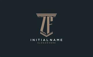 zf inicial logotipo com pilar estilo, luxo lei empresa logotipo Projeto Ideias vetor