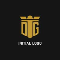 dg inicial logotipo com escudo e coroa estilo vetor