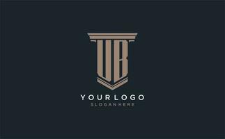 ub inicial logotipo com pilar estilo, luxo lei empresa logotipo Projeto Ideias vetor