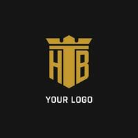 hb inicial logotipo com escudo e coroa estilo vetor