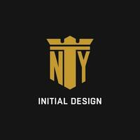 Nova Iorque inicial logotipo com escudo e coroa estilo vetor
