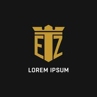 ez inicial logotipo com escudo e coroa estilo vetor