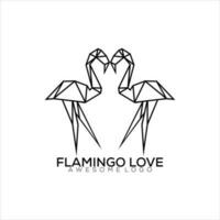 flamingo origami logotipo Projeto linha arte vetor