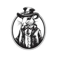 antropomórfico megera, vintage logotipo linha arte conceito Preto e branco cor, mão desenhado ilustração vetor