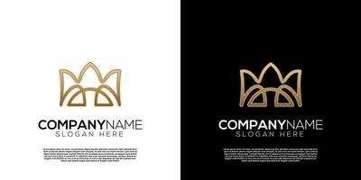 vetor dourado coroa m carta logotipo. criativo logotipo inspiração