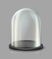 vidro cúpula em a bandeja. 3d realista vetor ícone. transparente protetora cobrir. neve globo, lembrança ou cozinha vidraria.