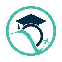 estude viagem logotipo Projeto modelo. Educação chapéu e ar avião logotipo Projeto logotipo.. vetor