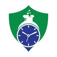 Tempo laboratório logotipo vetor Projeto. relógio laboratório logotipo ícone vetor Projeto.