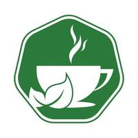 eco café logotipo modelo Projeto. verde café logotipo modelo Projeto vetor. vetor