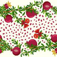 romã galhos com frutas e flores desatado padronizar. brilhante folhas e frutas. judaico Novo ano vetor