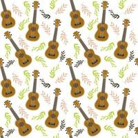 ukulele e flores desatado padronizar. vetor ilustração