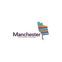 mapa do Manchester Novo Hampshire cidade colorida geométrico logotipo vetor