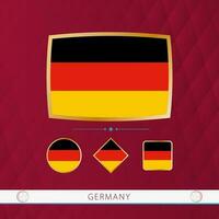 conjunto do Alemanha bandeiras com ouro quadro, Armação para usar às esportivo eventos em uma Borgonha abstrato fundo. vetor