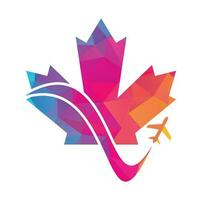 design de logotipo de vetor de viagens do canadá. conceito de design de logotipo de vetor de aviação canadense.