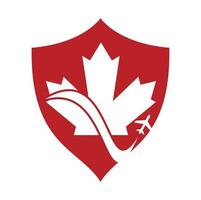 design de logotipo de vetor de viagens do canadá. conceito de design de logotipo de vetor de aviação canadense.