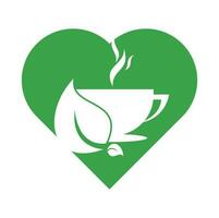 eco café coração forma conceito logotipo modelo Projeto. verde café logotipo modelo Projeto vetor. vetor