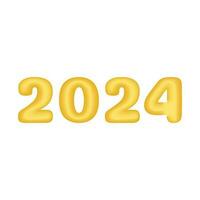 2024 3d dígitos vetor. dourado número 2024 isolado em branco fundo. na moda 3 d elemento para Novo ano projetos. vetor
