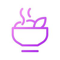 quente refeição pixel perfeito gradiente linear ui ícone. jantar tempo. delicioso vegano café da manhã. nutritivo almoço. linha cor do utilizador interface símbolo. moderno estilo pictograma. vetor isolado esboço ilustração