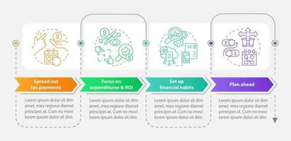 gerir pequeno o negócio finança guia retângulo infográfico modelo. dados visualização com 4 passos. editável Linha do tempo informação gráfico. fluxo de trabalho disposição com linha ícones vetor