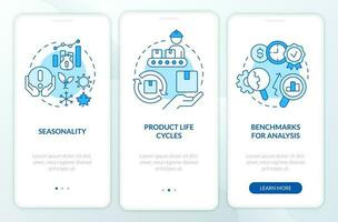 financeiro gestão problemas azul onboarding Móvel aplicativo tela. passo a passo 3 passos editável gráfico instruções com linear conceitos. interface do usuário, ux, gui modelo vetor