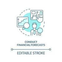 conduta financeiro previsões turquesa conceito ícone. financeiro gestão para comece abstrato idéia fino linha ilustração. isolado esboço desenho. editável acidente vascular encefálico vetor