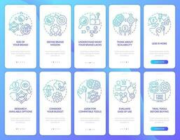 consideração o negócio Ferramentas azul gradiente onboarding Móvel aplicativo tela definir. passo a passo 5 passos gráfico instruções com linear conceitos. interface do usuário, ux, gui modelo vetor