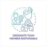 designar equipe membro responsável azul gradiente conceito ícone. definir gerente. escolher líder. delegar deveres abstrato idéia fino linha ilustração. isolado esboço desenhando vetor