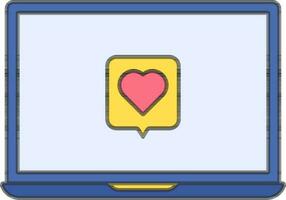 amor ou favorito mensagem dentro computador portátil ícone. vetor
