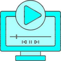 ilustração do vídeo jogar dentro monitor ícone dentro ciano cor. vetor