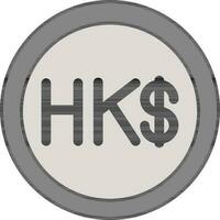cinzento hong kong dólar moeda ícone dentro plano estilo. vetor