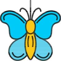 plano estilo borboleta ícone dentro azul e amarelo cor. vetor