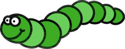 verde desenho animado larva ou lagarta ícone dentro plano estilo. vetor
