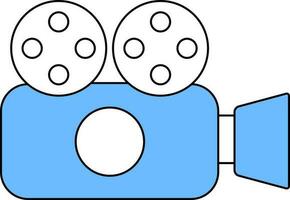 plano estilo vídeo Câmera ícone dentro azul e branco cor. vetor