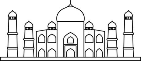 linha arte taj mahal ícone dentro plano estilo. vetor