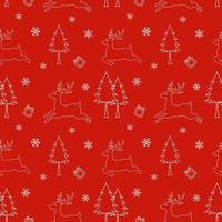 padrão sem emenda de design de natal de temporada de inverno em fundo vermelho para impressão de festa de celebração de feriado ou papel de embrulho vetor