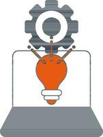 vetor ilustração do luz lâmpada e roda dentada dentro computador portátil tela.