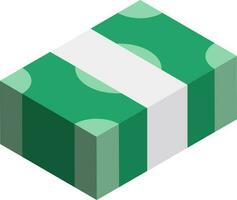 3d ilustração do nota de banco dinheiro pilha ícone dentro verde e branco cor. vetor