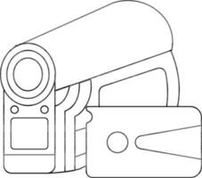 ilustração do manual vídeo Câmera dentro Preto linha arte. vetor
